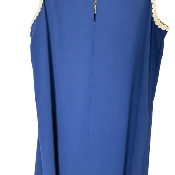 Women’s Lilly Pulitzer Nala Navy Mini Dress with Gold Lace Bib Brocade sz 14 - Picture 4 of 11